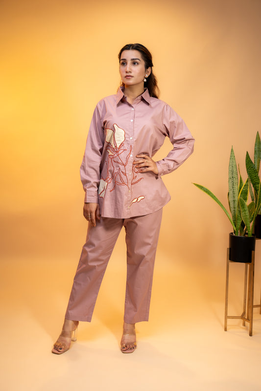 Dusty Rose Printed Cotton Coord Set