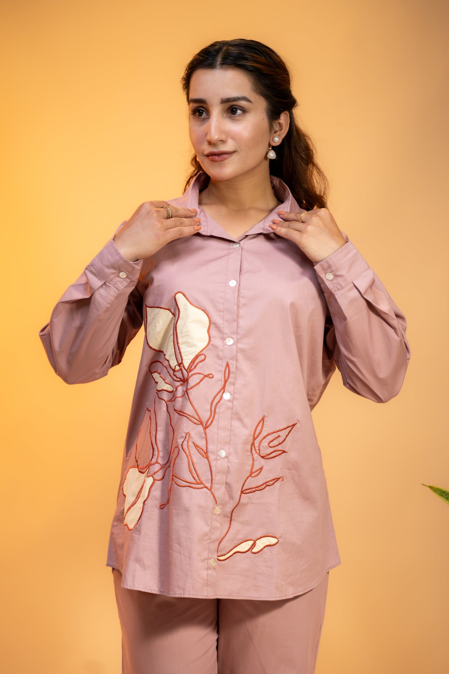 Dusty Rose Printed Cotton Coord Set