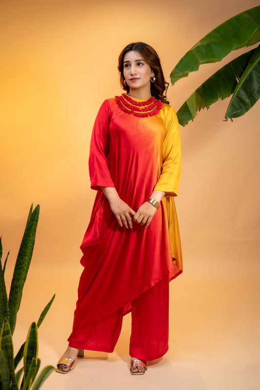 Italian Satin Ombre Kaftan Dress