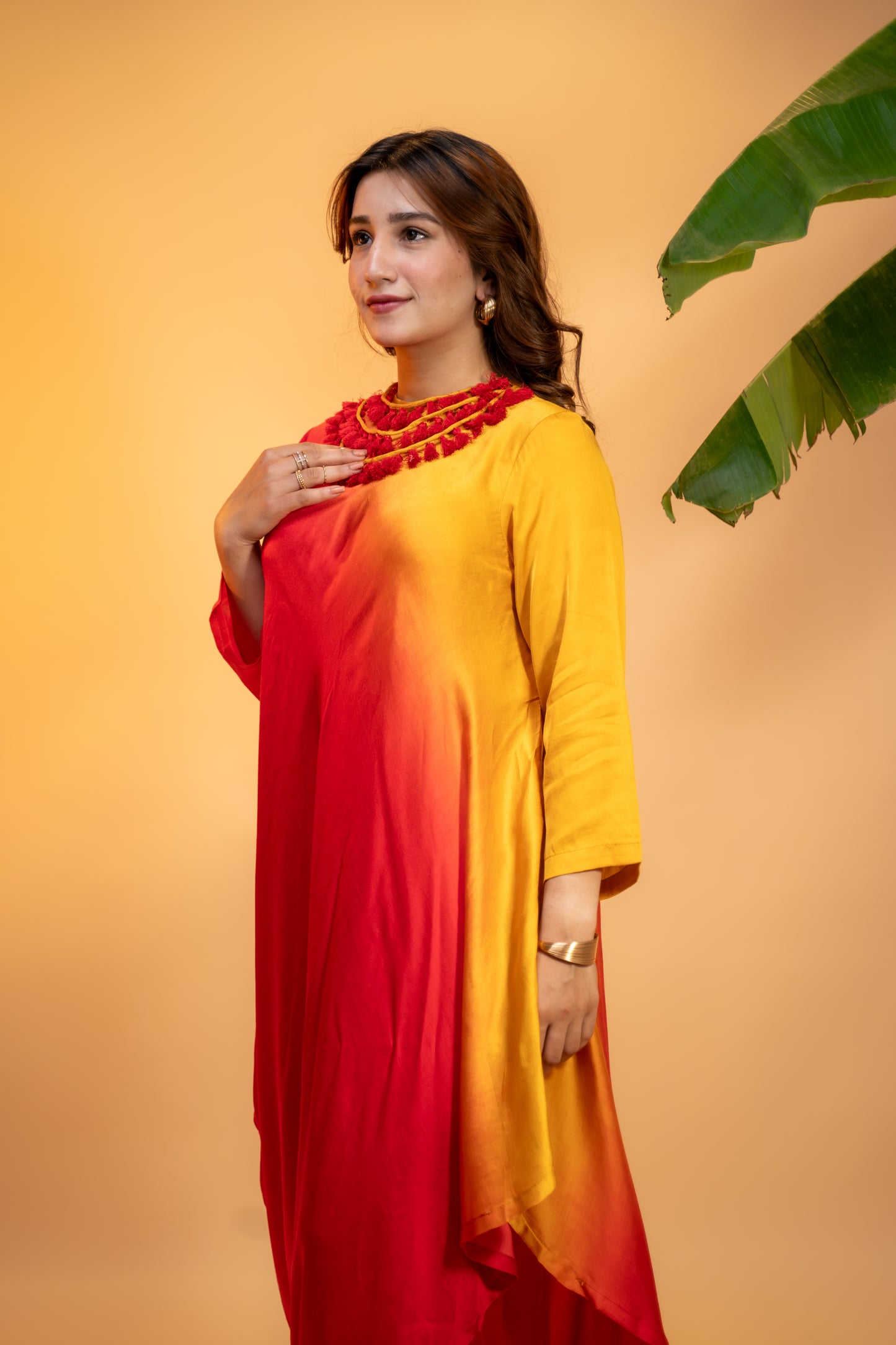 Italian Satin Ombre Kaftan Dress