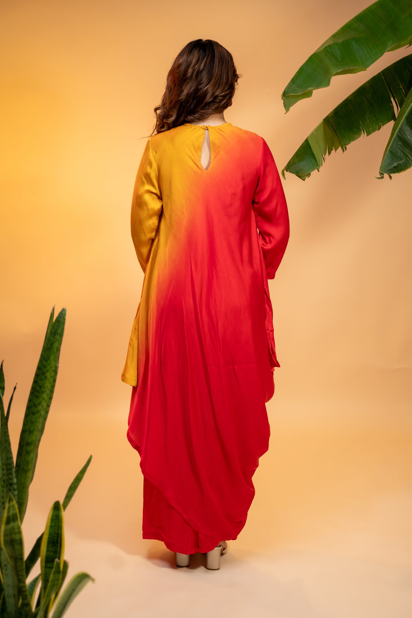 Italian Satin Ombre Kaftan Dress