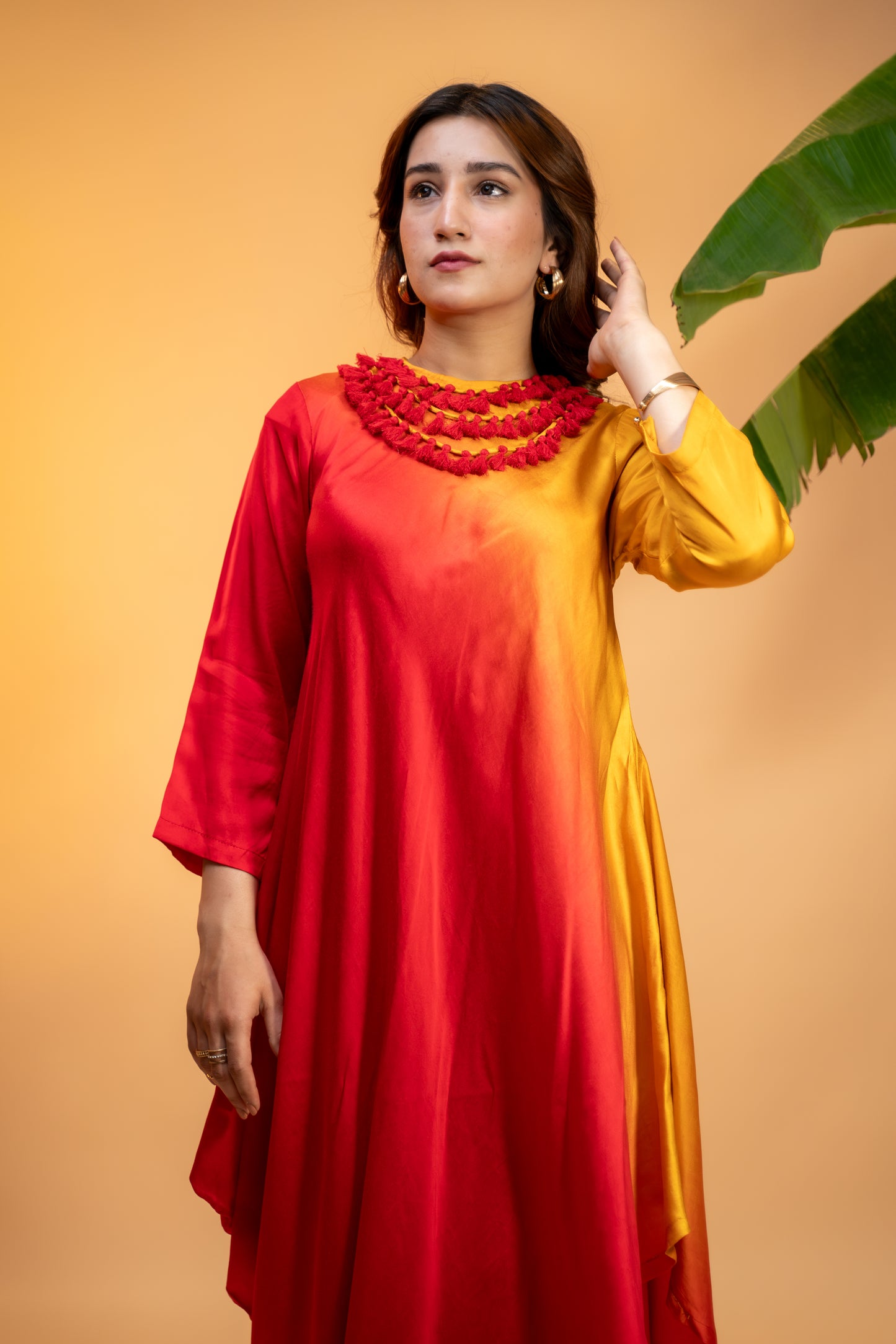 Italian Satin Ombre Kaftan Dress