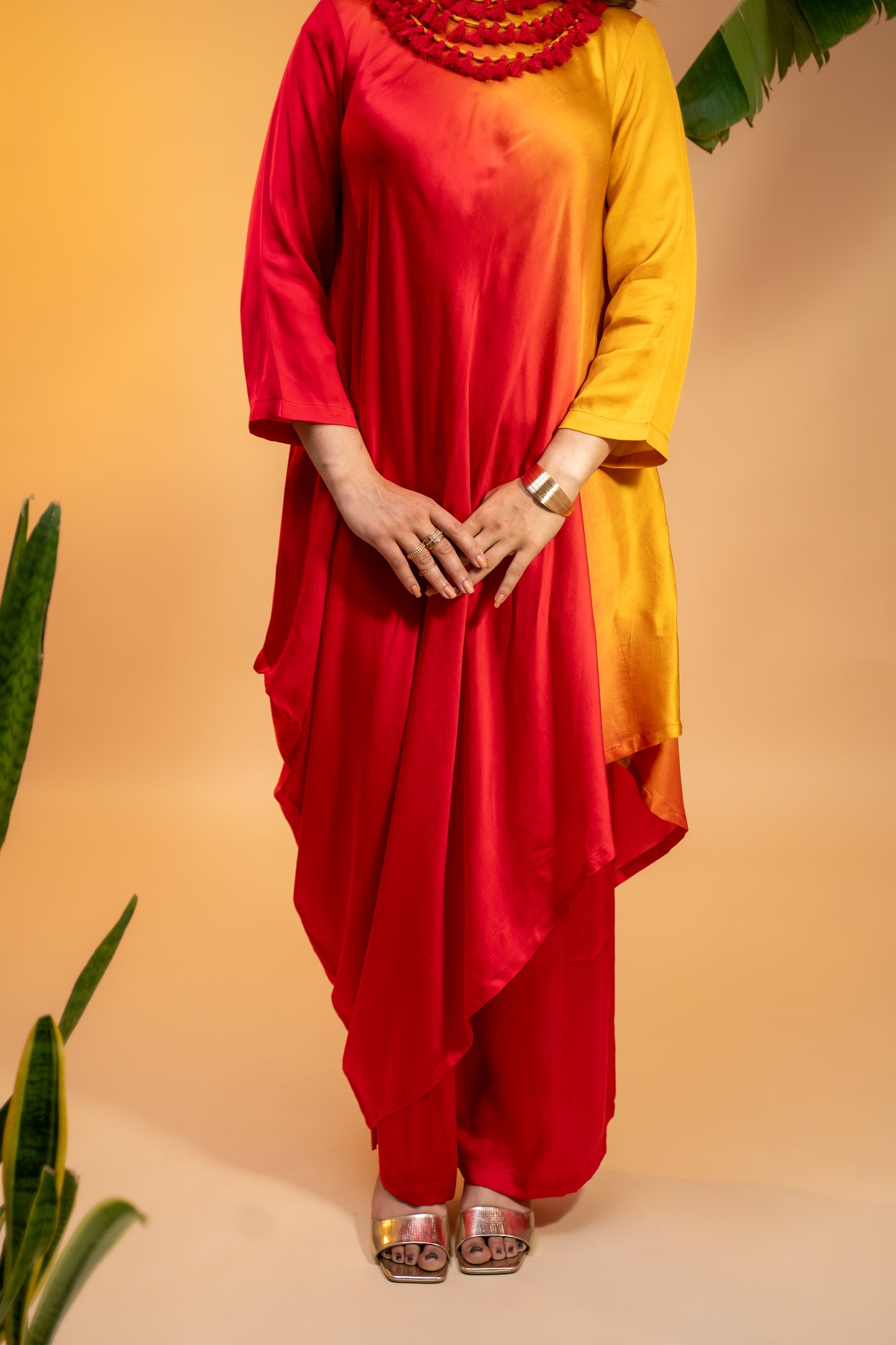 Italian Satin Ombre Kaftan Dress
