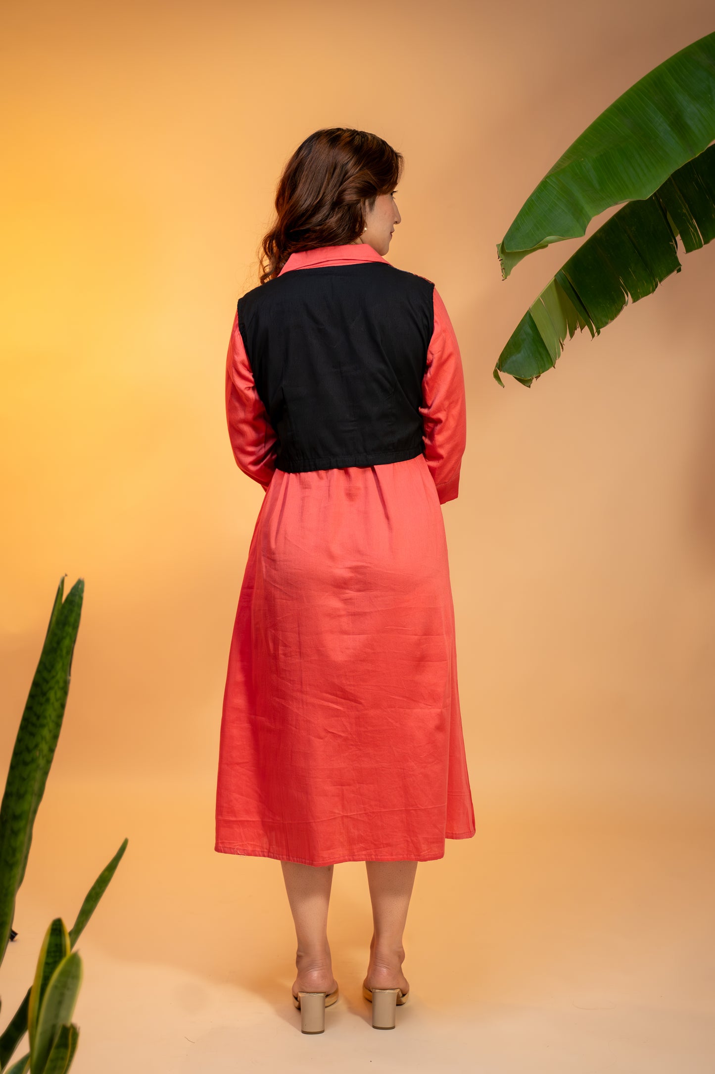 Cotton Dress with Embroidered Vest