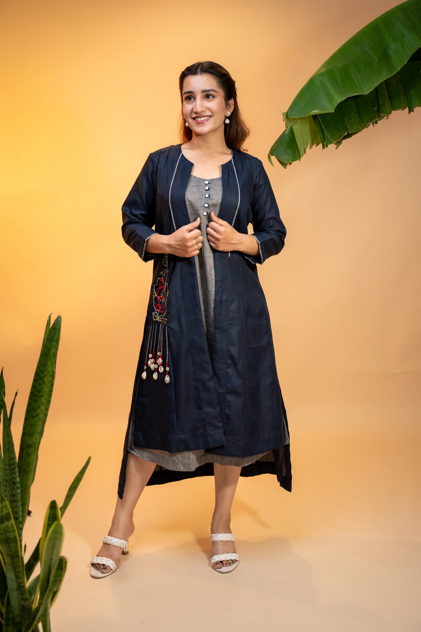 Cotton Co-ord Set with  Embroidered Appliqué Jacket
