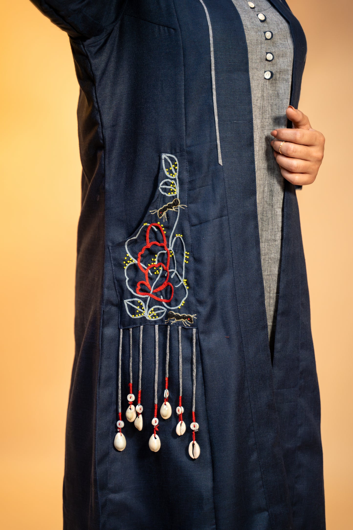 Cotton Co-ord Set with  Embroidered Appliqué Jacket