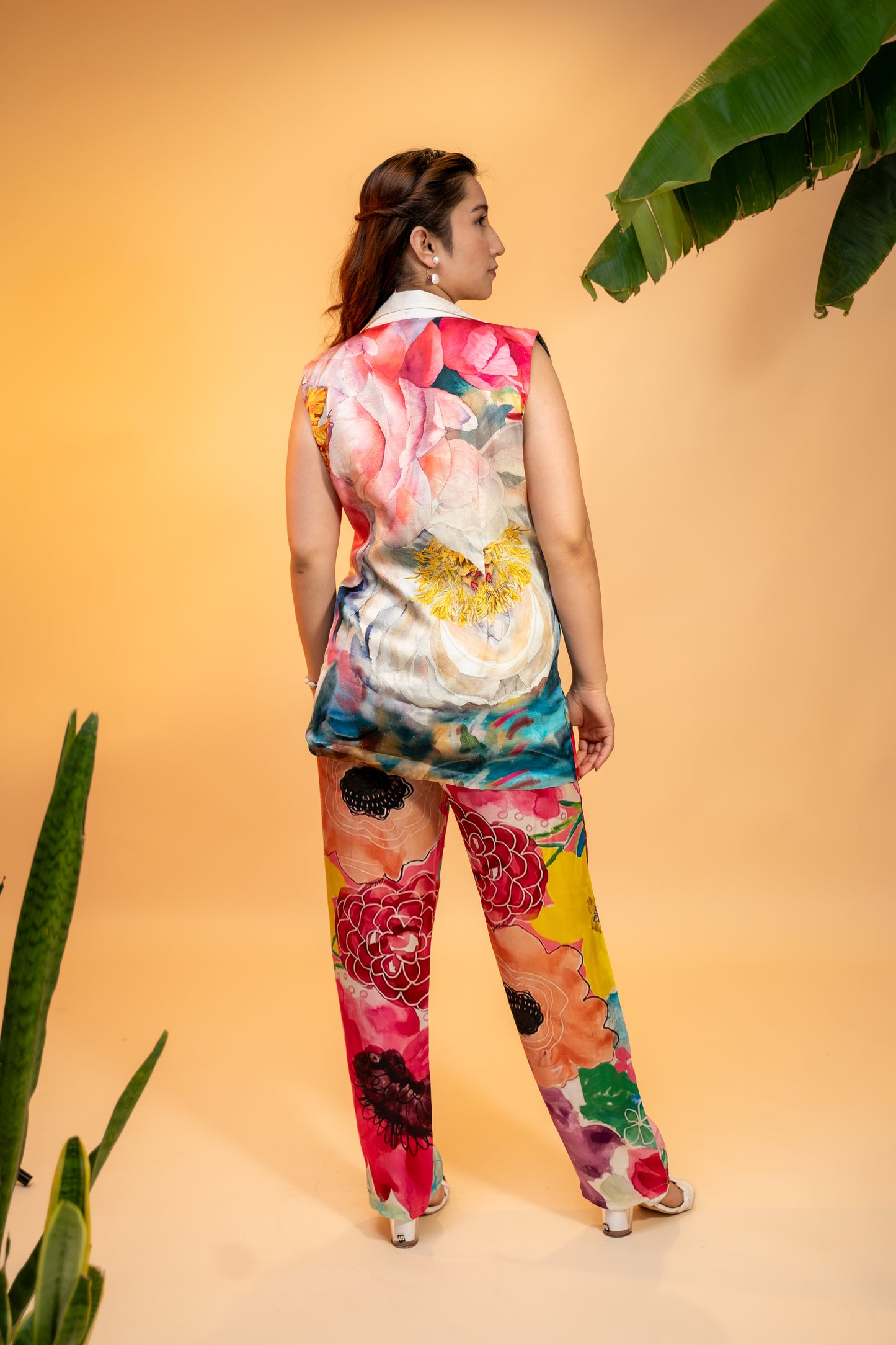 Sleeveless Printed Co-ord  Set in Italian Satin