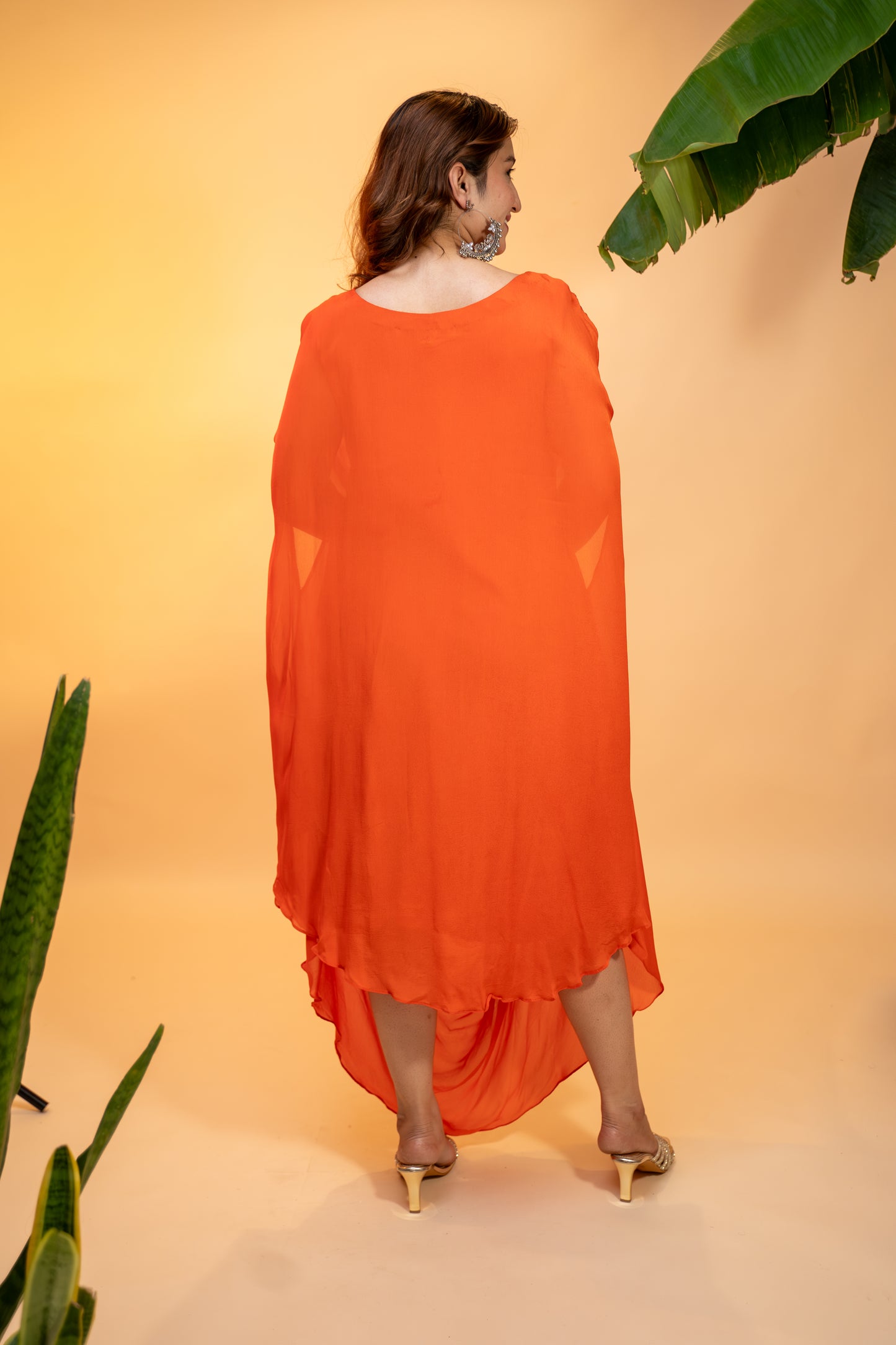 Draped Kaftan Dress in Pure Georgette