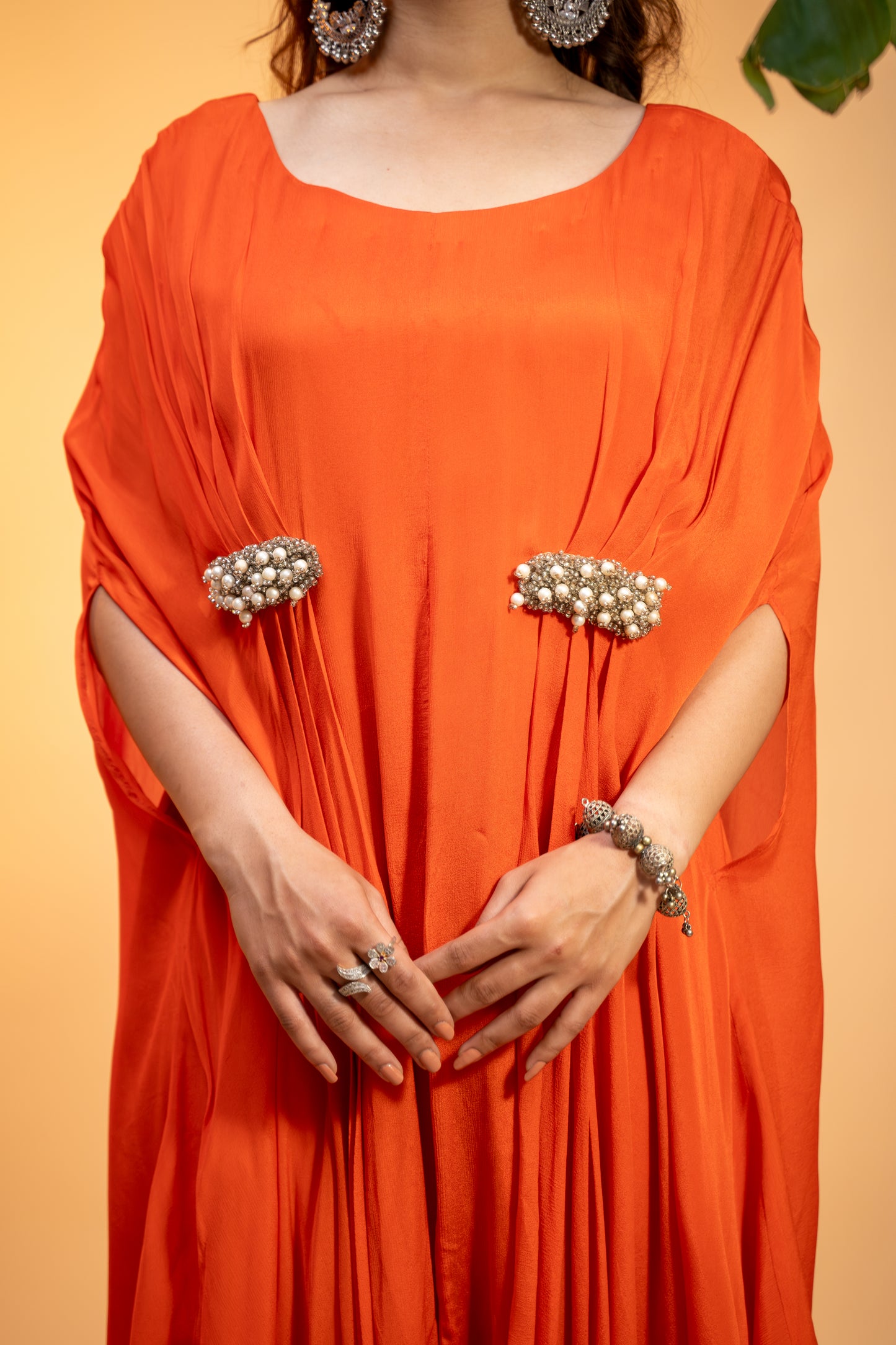 Draped Kaftan Dress in Pure Georgette