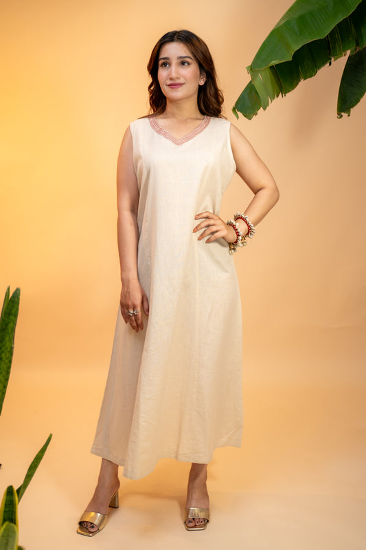 Cotton Jacket Set with  Embroidered Side Collar