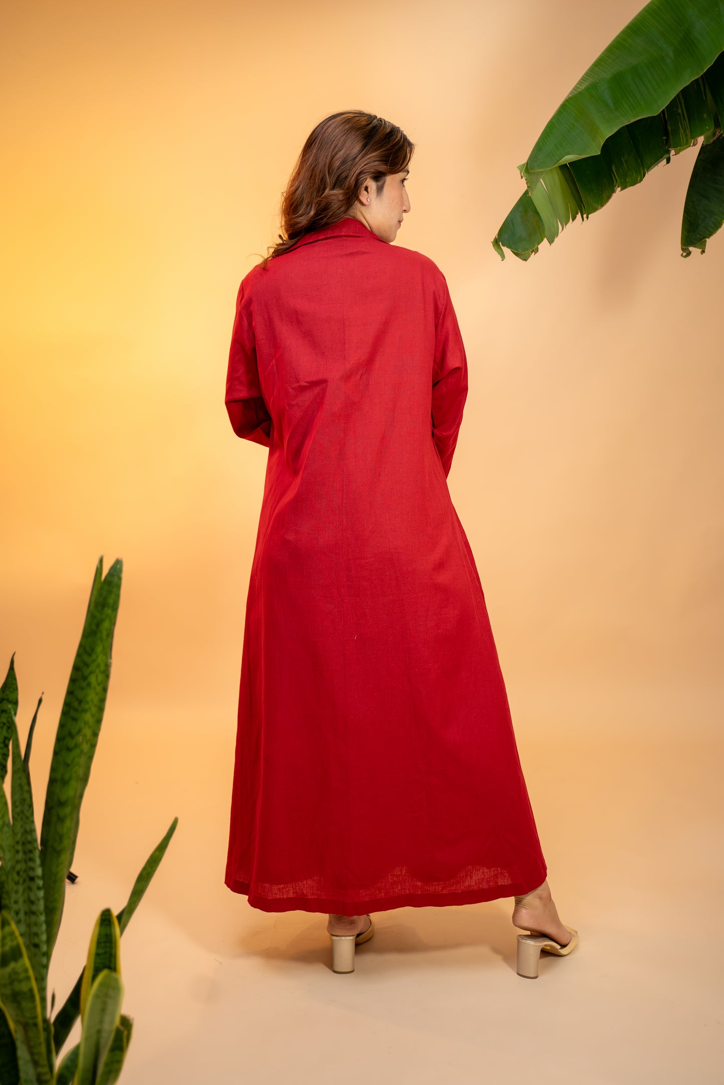 Cotton Jacket Set with  Embroidered Side Collar