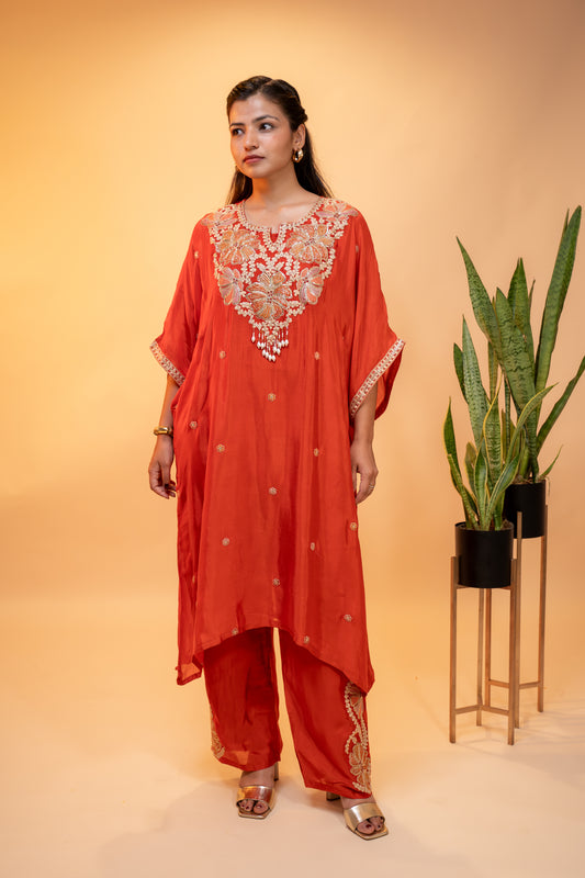 Embroidered Kinon Silk Co-ord Set