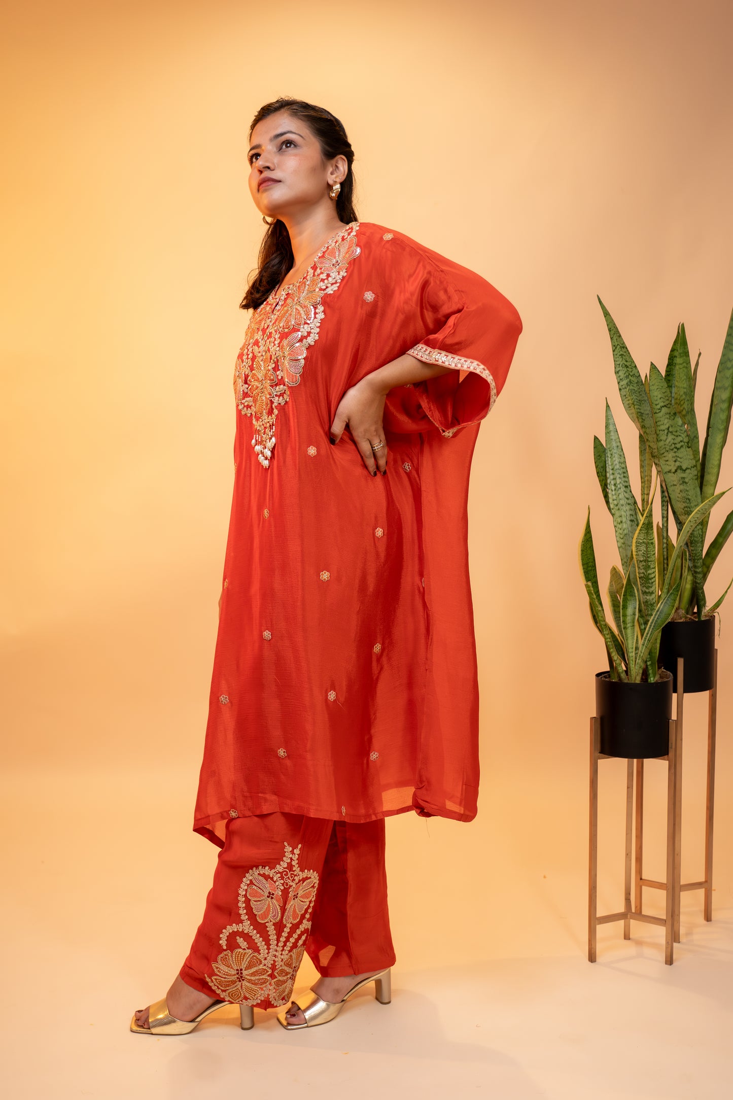 Embroidered Kinon Silk Co-ord Set