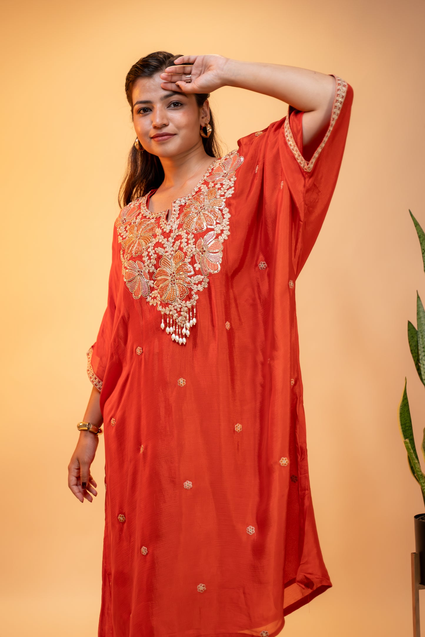 Embroidered Kinon Silk Co-ord Set