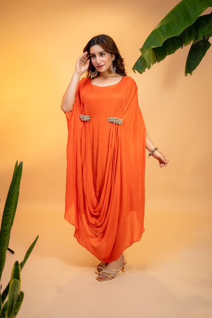 Draped Kaftan Dress in Pure Georgette