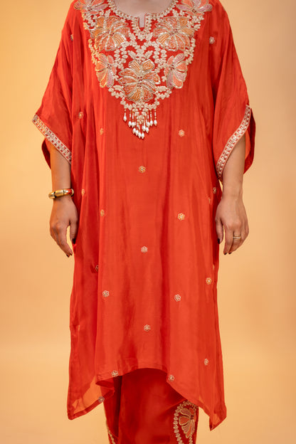 Embroidered Kinon Silk Co-ord Set